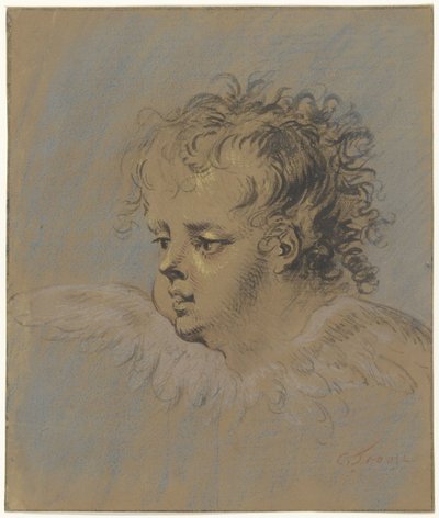 Winged Angel Head by Cornelis Troost