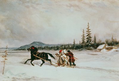 Habitants Sleighing by Cornelius Krieghoff