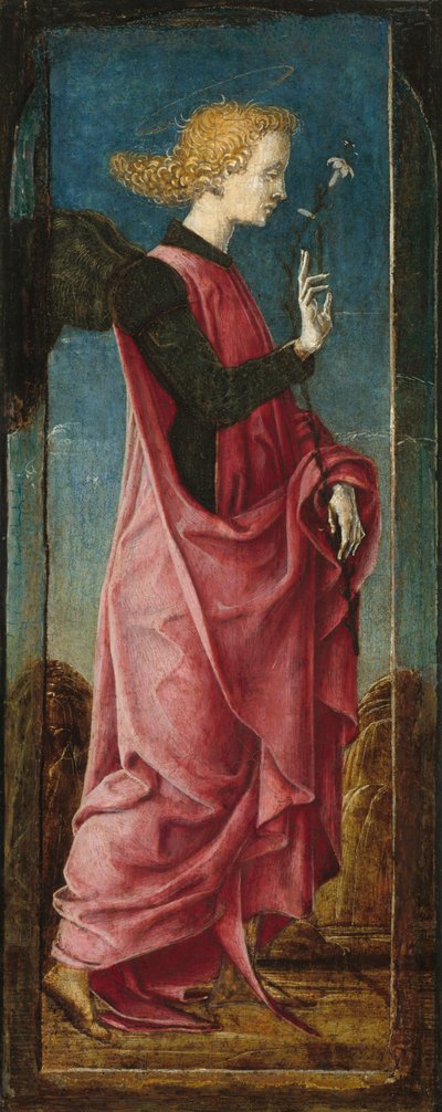 The Archangel Gabriel (middle left panel) by Cosmè Tura