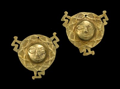 Pair of Ear Ornaments, 600-1600 AD by Culture Nariño