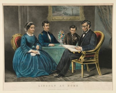 Lincoln at Home by Currier and Ives
