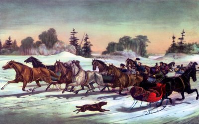 Trotting Cracks on the Snow by Currier and Ives