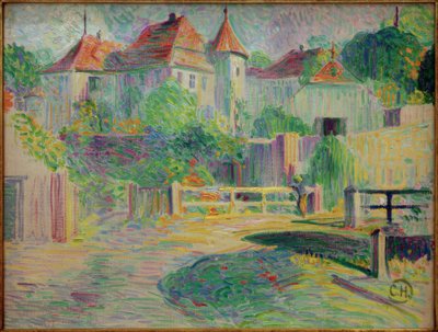 Pretzfeld Castle with Old Wooden Bridge by Curt Herrmann
