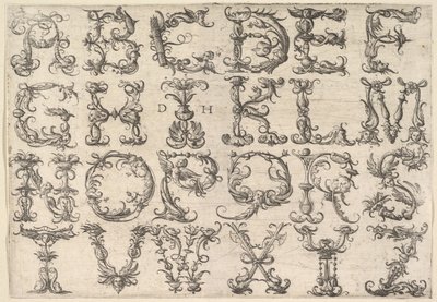 Ornamented Roman Majuscule Alphabet by Daniel Hopfer