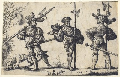Three German Soldiers Armed with Halberds by Daniel Hopfer