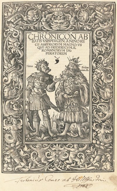 Chronicle of Abbot Urspergen by Daniel Hopfer and Burchardus Biberacensis, Provost of Ursperg