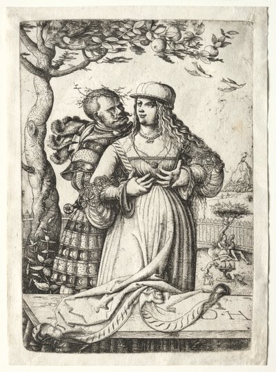 Soldier embracing a woman by Daniel I Hopfer