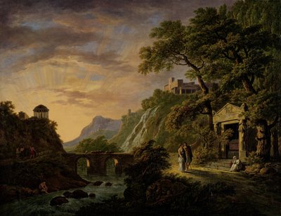 Arcadian Landscape with Setting Sun by Daniël Dupré