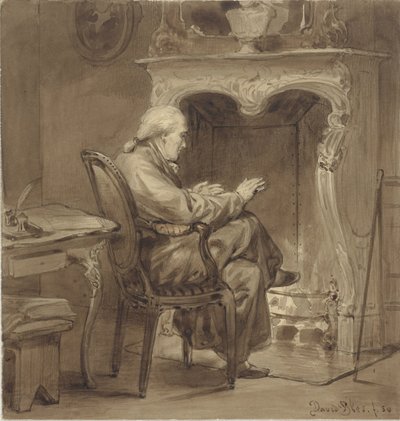 Old Man Warming Himself by the Hearth by David Bles