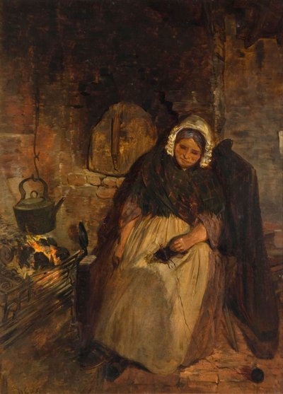 An Old Woman Asleep by David Cox the elder