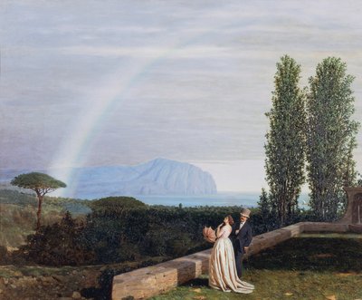 Couple before Landscape near Genoa by David Dellepiane