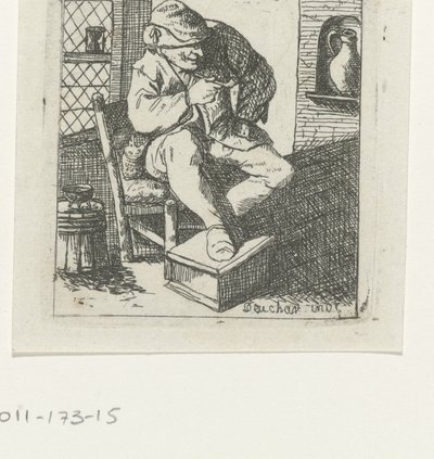 Man Smoking a Pipe on a Chair by David Deuchar