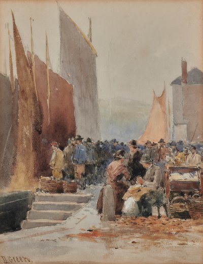 Harbour Scene: Arrival of Fishing Fleet by David Gould Green