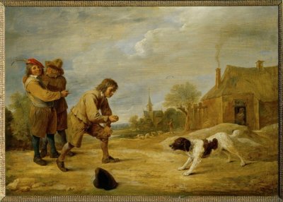 Peasant Boys with a Dog by David Teniers the Younger