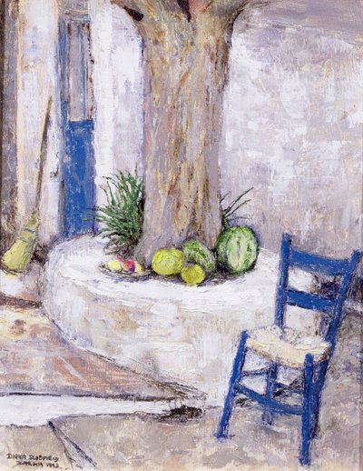 Blue Chair by the Tree by Diana Schofield