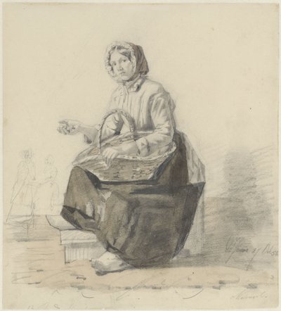Seated Street Vendor with Basket by Diederik Franciscus Jamin