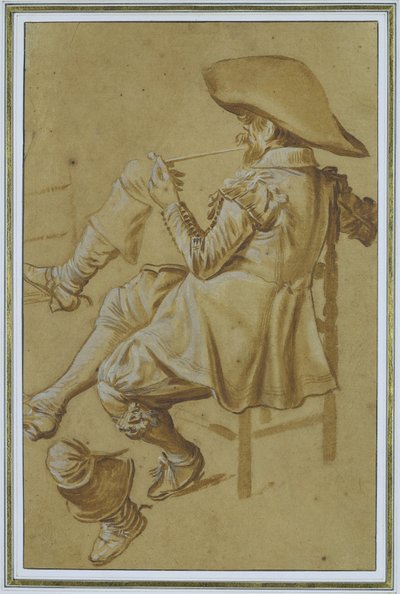 Seated Pipe Smoker and Two Lower Legs by Dirck Hals