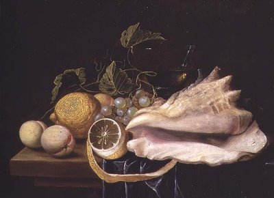 Still life with Strombus Shell and Fruit by Dirck Sauts