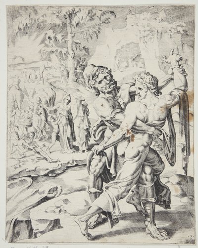 Jacob Wrestling with the Angel by Dirck Volckertsz. Coornhert