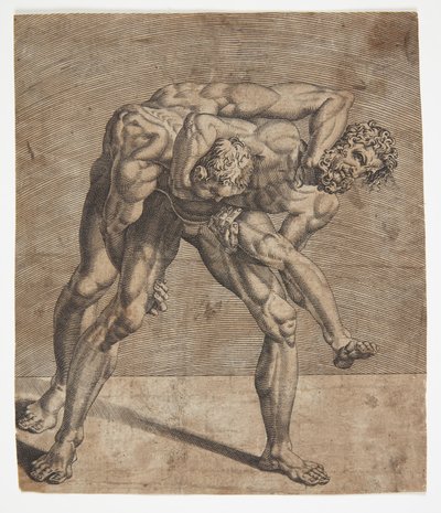 Two Wrestlers by Dirck Volckertsz. Coornhert
