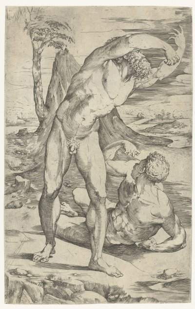 Two Naked Men in a Landscape by Domenico Beccafumi