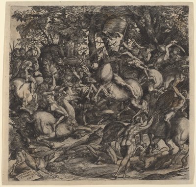 Battle of Nude Men by Domenico Campagnola