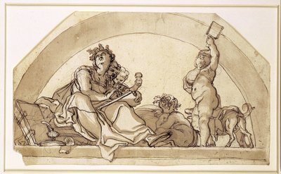 Poetry Surrounded by Children in a Lunette by Domenico Piola