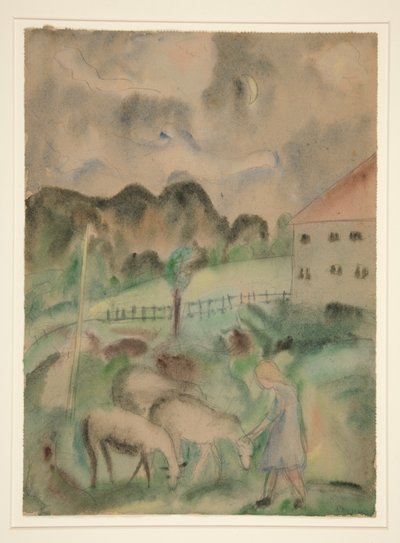 Young Girl and Sheep by Dora Bromberger