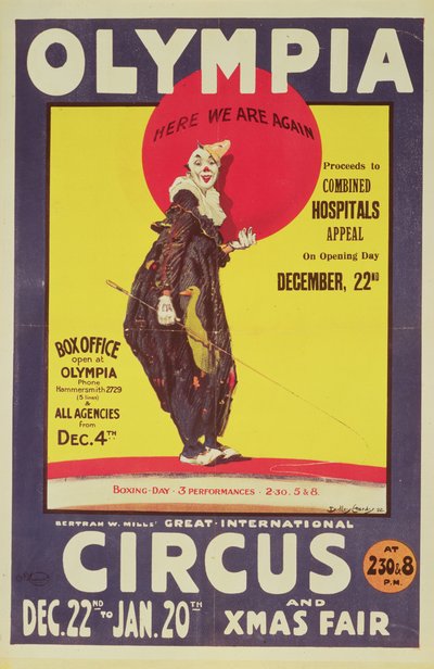 Bertram Mills circus poster, 1922 by Dudley Hardy