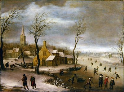 A Winter Landscape with Kolf Players by Dutch School