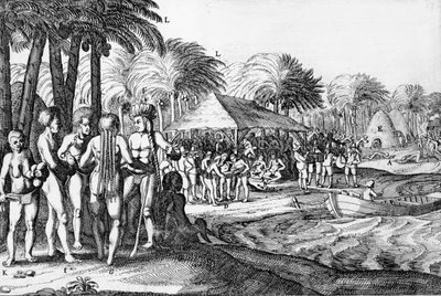 Dutch Traders Entertain Local Polynesians by Dutch School
