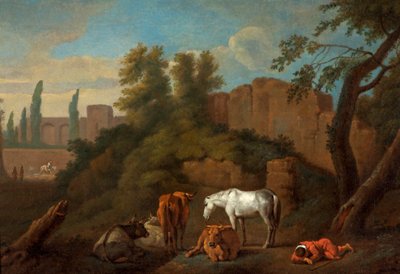 Landscape with a sleeping boy, c.1650 by Dutch School