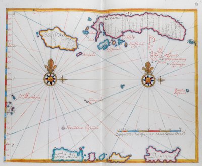 Map showing Bouro and Ceram (Seram), Indonesia by Dutch School