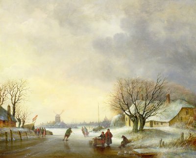 Winter Scene with a Windmill by Dutch School