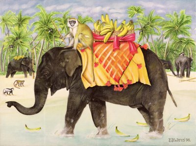 Elephants with Bananas, 1998 by E.B. Watts
