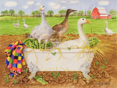 Geese in Bathtub, 1998 by E.B. Watts