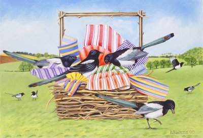 Magpies, 1990 by E.B. Watts