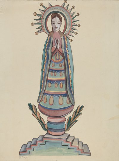 New Mexico, "Bulto", Polychromed Wooden Figure by E. Boyd