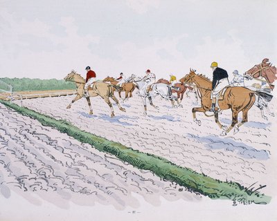 Horse Racing - Drawing by Thelem by E. Thelem