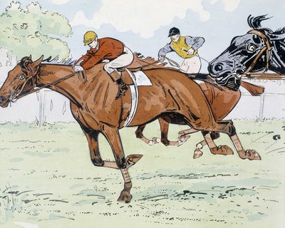 Racing horses - drawing by Thelem by E. Thelem