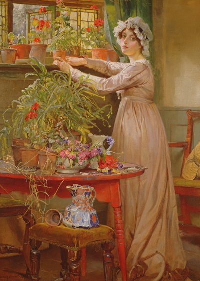 Arranging Flowers by Edgar Bundy