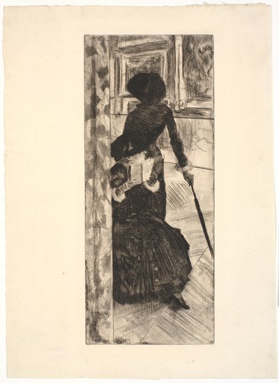 At the Louvre: Painting (Mary Cassatt) by Edgar Degas