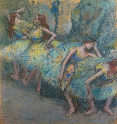 Ballet Dancers on Stage. c. 1890-1900 by Edgar Degas