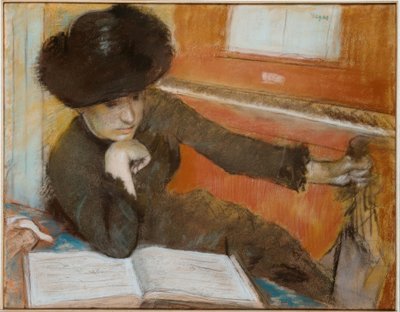 Woman Sitting in Front of a Piano by Edgar Degas