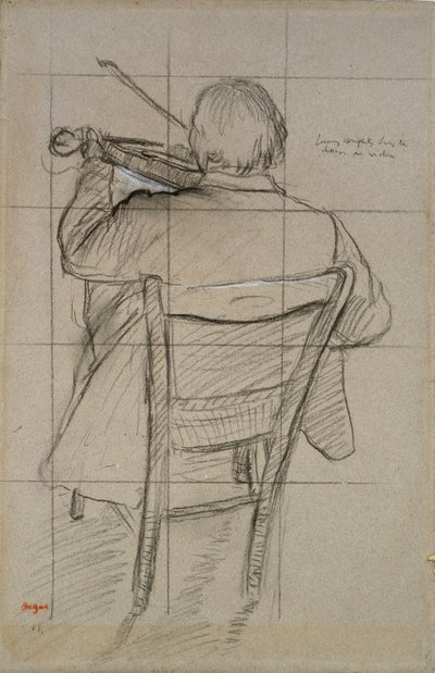 Seated Violinist seen from behind, 1875-1876 by Edgar Degas