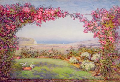 A Garden with a Rose Arch by Edith Helena Adie