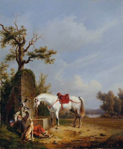 Rider with Horse by Edmond Jean Baptiste Tschaggeny