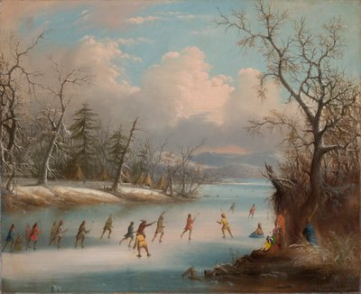 Indians Playing Lacrosse on the Ice by Edmund C. Coates