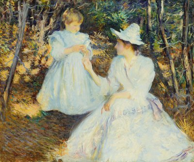 Mother and Child in Pine Woods by Edmund Charles Tarbell