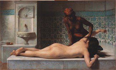 Massage, Hammam Scene, 1883 by Edouard Debat Ponsan